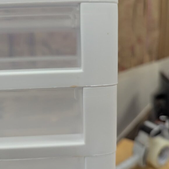 Sterilite 5-Drawer Desktop Organizer – Small Clearview White Unit - brown stains - Picture 4 of 8